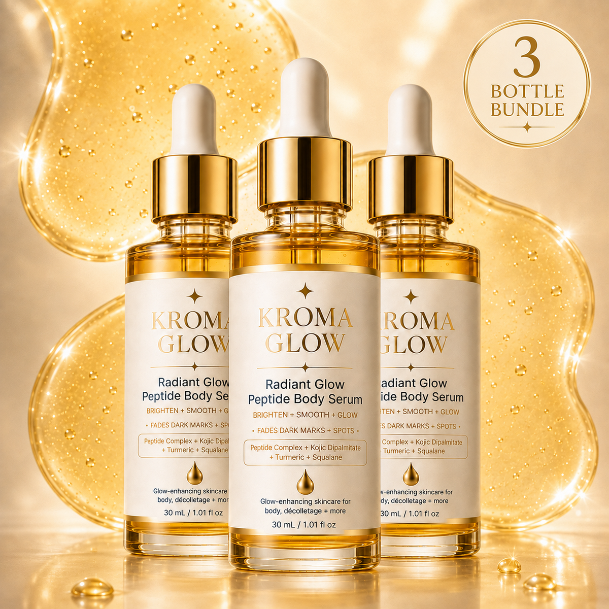 KROMA GLOW peptide body serum three bottle bundle